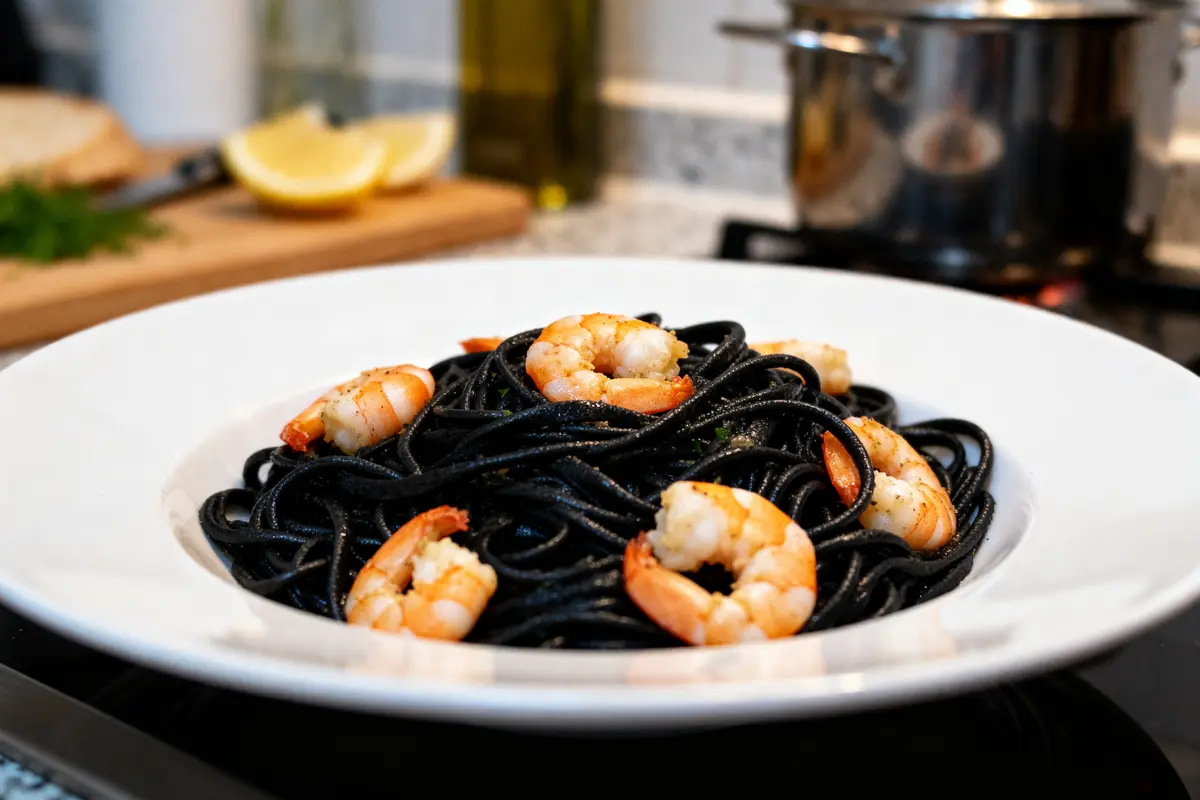 Pâtes à l’encre de seiche recette italienne : Facile &amp; savoureuse