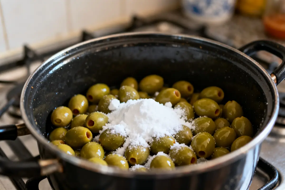 Préparation olives vertes bicarbonate de soude : astuce anti-amertume
