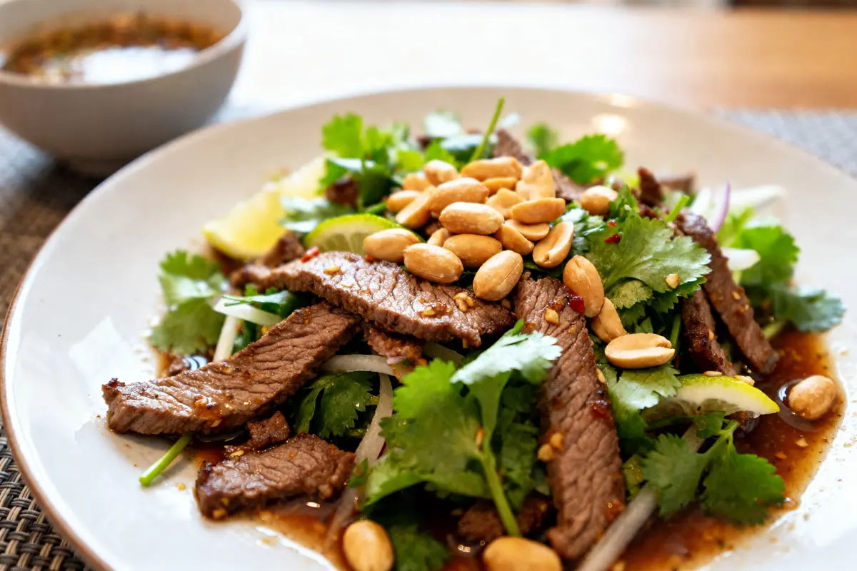 Salade thaï au bœuf : recette facile, fraîche et parfumée